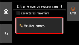 Écran Entrer le nom du routeur sans fil