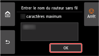 Écran de confirmation du nom du routeur sans fil