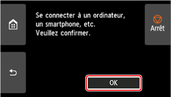 Écran Connexion facile sans fil : sélectionnez OK