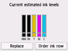 Geschätzte aktuelle Tintenstände (Current estimated ink levels)