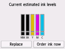 Attuali volumi inchiostro stimati (Current estimated ink levels)