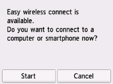 Easy wireless connect screen: Select OK