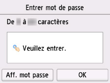 Écran Entrer mot de passe