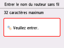 Écran Entrer le nom du routeur sans fil