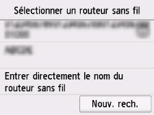 Écran Entrer le nom du routeur sans fil