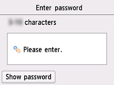 Schermata Immettere password