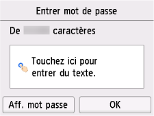 Écran Entrer mot de passe