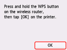 Schermata WPS (Metodo pulsante): Selezionare OK