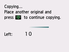 Screen during copying job
