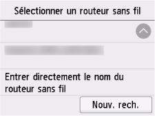 Écran Entrer le nom du routeur sans fil