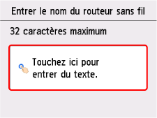 Écran Entrer le nom du routeur sans fil