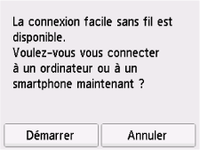 Écran Connexion facile sans fil : sélectionnez OK