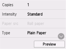 Print settings screen