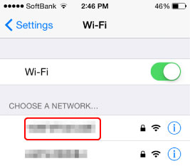 Schermata delle impostazioni Wi-Fi