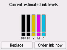 Níveis de tinta estimados atuais (Current estimated ink levels)