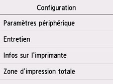 Différents paramètres