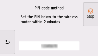WPS (PIN code method) screen: Set the PIN below to the wireless router.