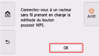 Écran WPS (Bouton pouss.) : sélectionnez OK