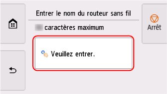 Écran Entrer le nom du routeur sans fil