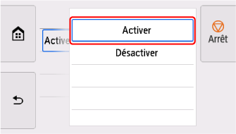 Écran Réseau câblé : sélectionnez Activer