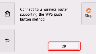[WPS(누름단추 방법)] 화면: [OK] 선택