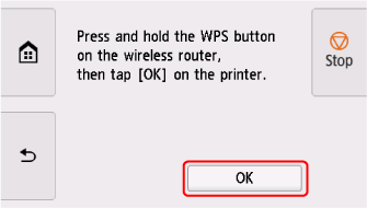 [WPS(누름단추 방법)] 화면: [OK] 선택