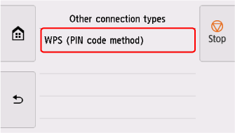 [기타 연결 유형] 화면: [WPS(PIN 코드 방법)] 선택