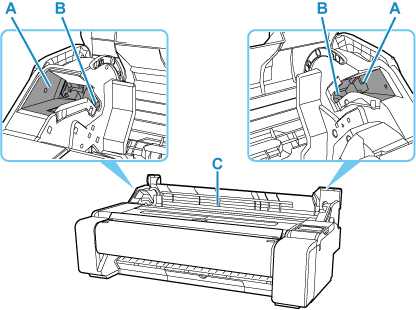 Illustration of the inside of roll paper cover