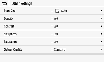 Other Settings screen