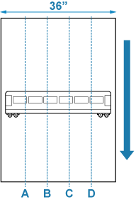 Graphic describing seam for 36-inch model