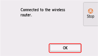 Completion screen (Connected to the wireless router.)