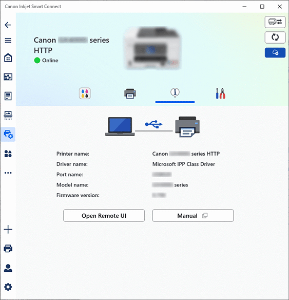 Device Information screen of application software