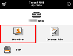 pav.: „Canon PRINT Inkjet/SELPHY“ ekranas