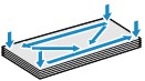 Imagem mostrando onde pressionar os cantos e as bordas dos envelopes