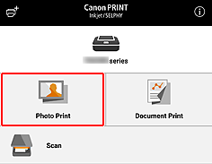 obrázek: obrazovka aplikace Canon PRINT Inkjet/SELPHY
