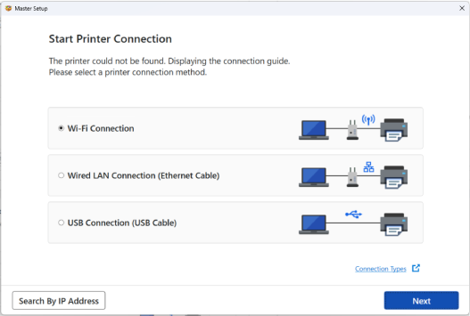 figure: Connecting Printer to Network screen