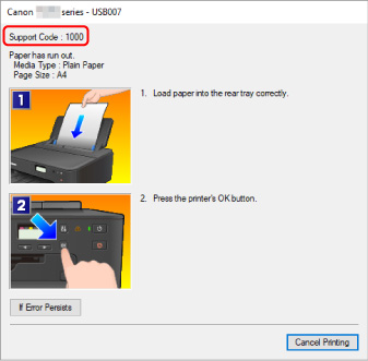 Canon : Inkjet Manuals TS700 : When Error