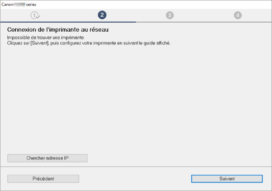 figure : Connexion de l'imprimante à l'écran de réseau