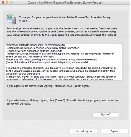 Imagen: pantalla de Extended Survey Program sobre impresora de inyección de tinta/escáner/fax