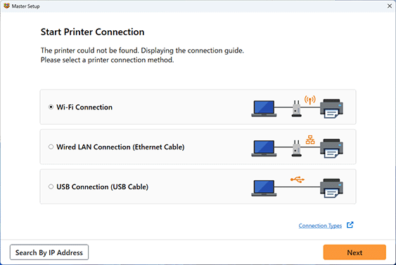 figure: Connecting Printer to Network screen