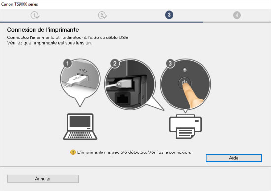 figure&nbsp;: Écran Connexion de l'imprimante