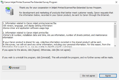 figure: Inkjet Printer/Scanner/Fax Extended Survey Program screen