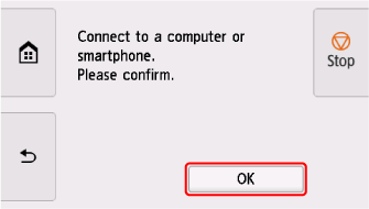 Easy wireless connect screen: Select OK