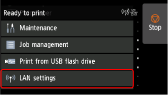 HOME screen: Select LAN settings