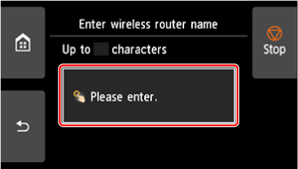 Enter wireless router name screen