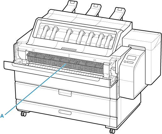 Illustration de l'intérieur du capot de l'unité d'entraînement