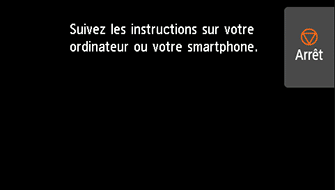 Écran Connexion facile sans fil&nbsp;: Suivez les instructions sur l'ordinateur, le smartphone, etc. pour effectuer l'opération.
