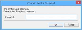 插圖：[確認印表機密碼]螢幕