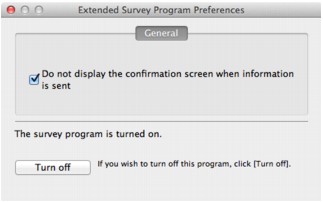 Abbildung: Bildschirm "Einstellungsbildschirm für Extended Survey Program"