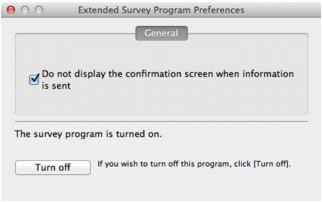 Imagen: pantalla de preferencias de Extended Survey Program